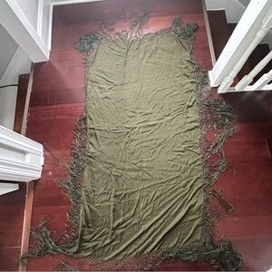 Vintage Moss Green Fringe Piano Shawl